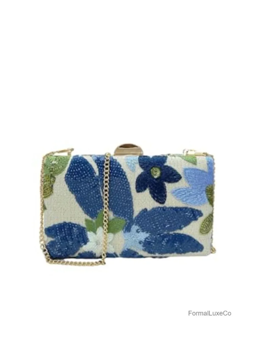 Women's Sequin Floral Embroidery Evening Beaded Clutch Bag Mini Crossbody Purse